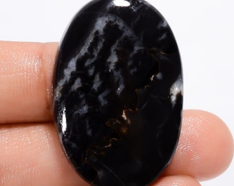 Natural Black Zebra Jasper Gemstone Cabochon Black Zebra Jasper Jewelry Pendant Making Zebra Jasper Stone Genuine Zebra Jasper 37X24X5 mm