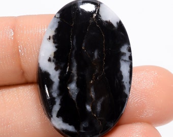 Natural Black Zebra Jasper Gemstone Cabochon Black Zebra Jasper Jewelry Pendant Making Zebra Jasper Stone Genuine Zebra Jasper 30X20X5 mm