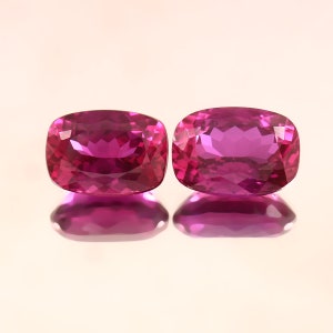 Purple Sapphire Pair: Cushion Cut Gemstones, 11x15mm