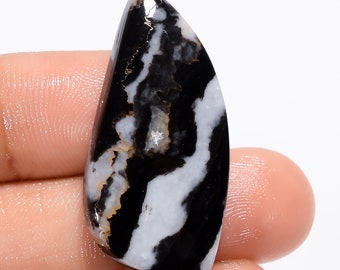 Natural Black Zebra Jasper Gemstone Cabochon Black Zebra Jasper Jewelry Pendant Making Zebra Jasper Stone Genuine Zebra Jasper 34X16X5 mm