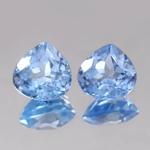 Brazilian Aquamarine Heart Gemstone Pair: Sky Blue Jewelry Making, 7 Ct