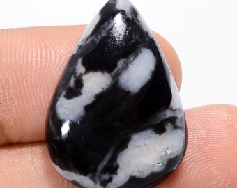 Natural Black Zebra Jasper Gemstone Cabochon Black Zebra Jasper Jewelry Pendant Making Zebra Jasper Stone Genuine Zebra Jasper 25X17X6 mm