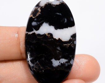 Natural Black Zebra Jasper Gemstone Cabochon Black Zebra Jasper Jewelry Pendant Making Zebra Jasper Stone Genuine Zebra Jasper 40X23X5 mm