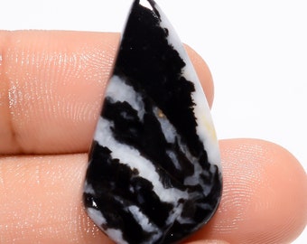 Natural Black Zebra Jasper Gemstone Cabochon Black Zebra Jasper Jewelry Pendant Making Zebra Jasper Stone Genuine Zebra Jasper 30X16X4 mm