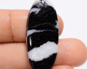 Natural Black Zebra Jasper Gemstone Cabochon Black Zebra Jasper Jewelry Pendant Making Zebra Jasper Stone Genuine Zebra Jasper 34X14X5 mm