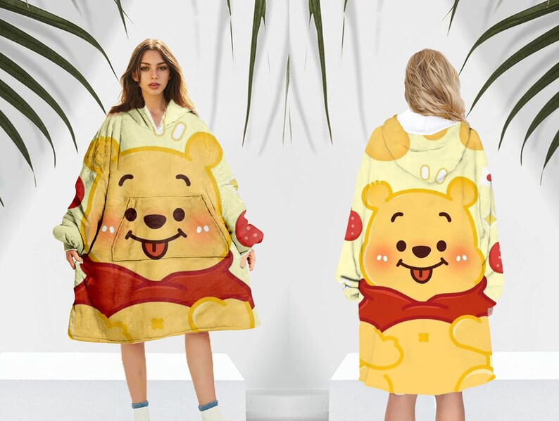 Winniethepooh Fleece Hoodie Blanket Disney Oversized Fleece Etsy
