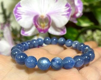 KYANITE •Genuine• round beaded bracelet. Powerful Stones. Heal, Align Chakras, Light Body, Meditation, Compassion, Calm, Psychic