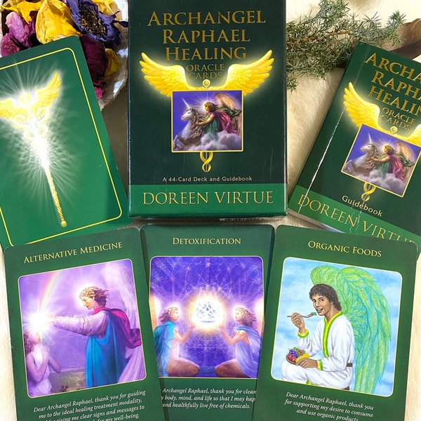 ARCHANGEL RAPHAEL HEALING Oracle Cards. Rare 44 card deck and guidebook by Doreen Virtue. Jp. 大天使ラファエルオラクルカード(日本語説明書付)2020年改定版 (オラクルカードシリーズ)