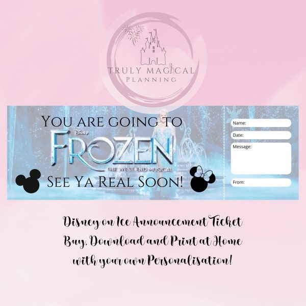 Frozen on the West End Printable Surprise Reveal Ticket | Editable Gift Reveal Ticket | Christmas Gift | Digital Download Boarding Pass