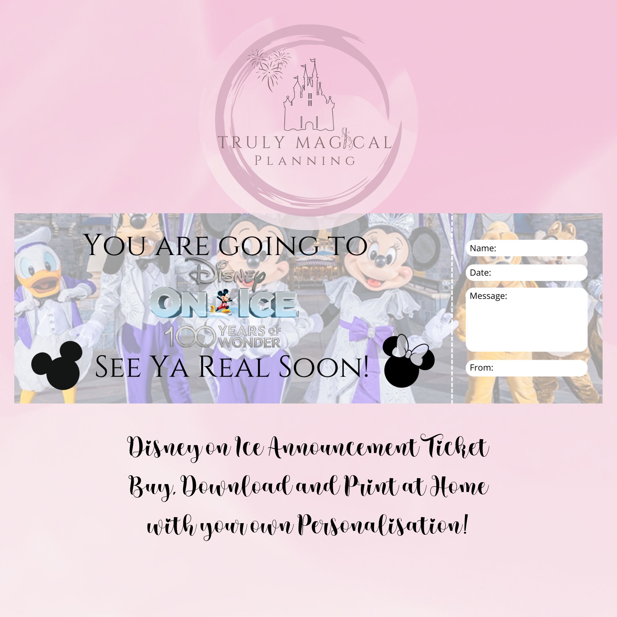 On Ice 100 Years of Wonder Printable Surprise Reveal Ticket | Editable ...