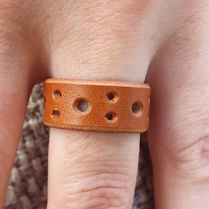 Leather Ring Boho Style Festival Jewellery Made to Size Ideal Third Anniversary Present Hippie  Leather Jewellery Unique Gift