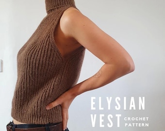 Crochet Pattern, Elysian Vest, Crochet Top,Crochet Vest, PDF, Made to measure, Instant Download, English, Wood & Yarn