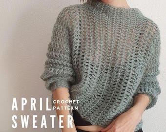 Crochet Sweater, April Sweater, Instant PDF Download, Crochet Pattern, Free Youtube Tutorial, English only, Beginner Friendly, Wood&Yarn