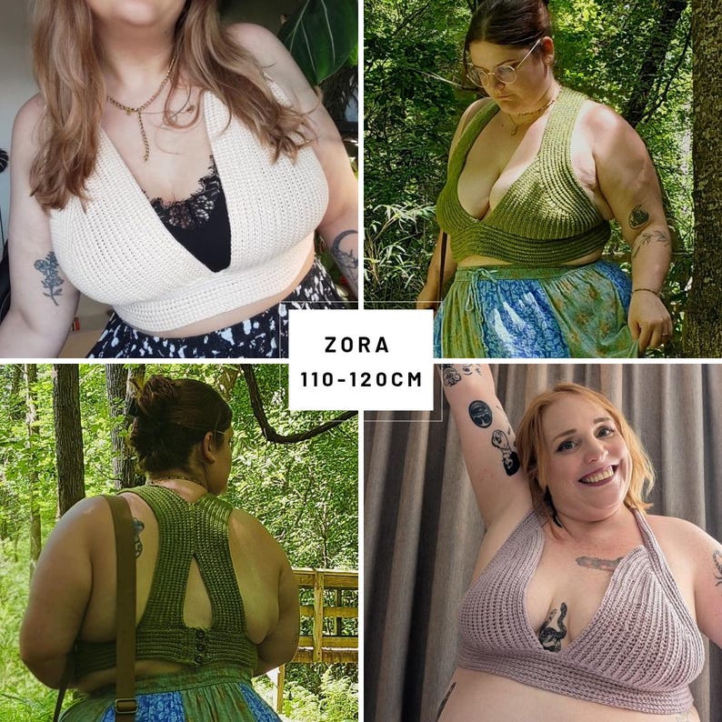 Crochet Top Pattern, Zora Bralette, (PDF),Adjustable Design, English, Instant Download, WOOD & YARN image 6