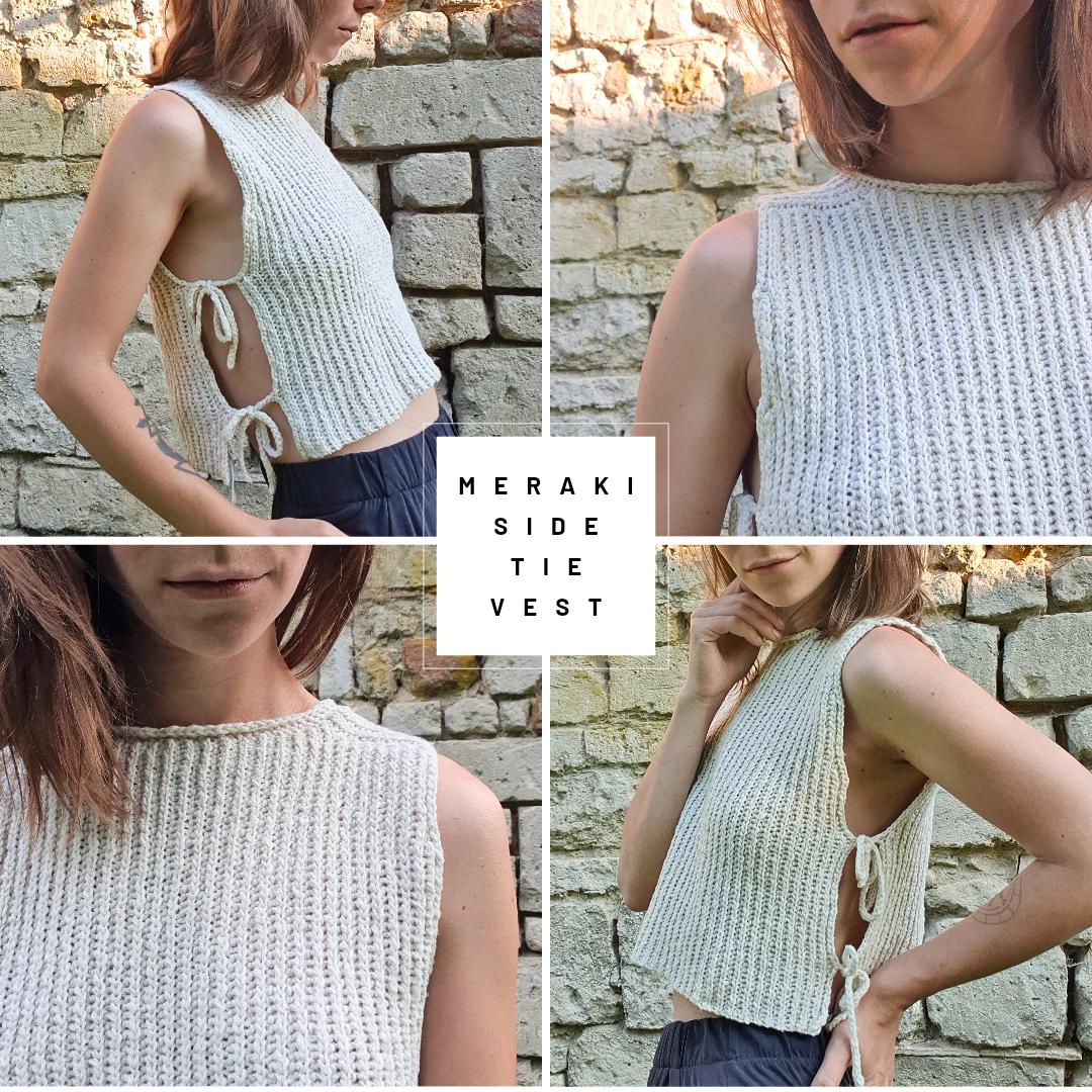 Crochet Vest Pattern, Meraki Side Tie Vest, PDF, Adjustable Design