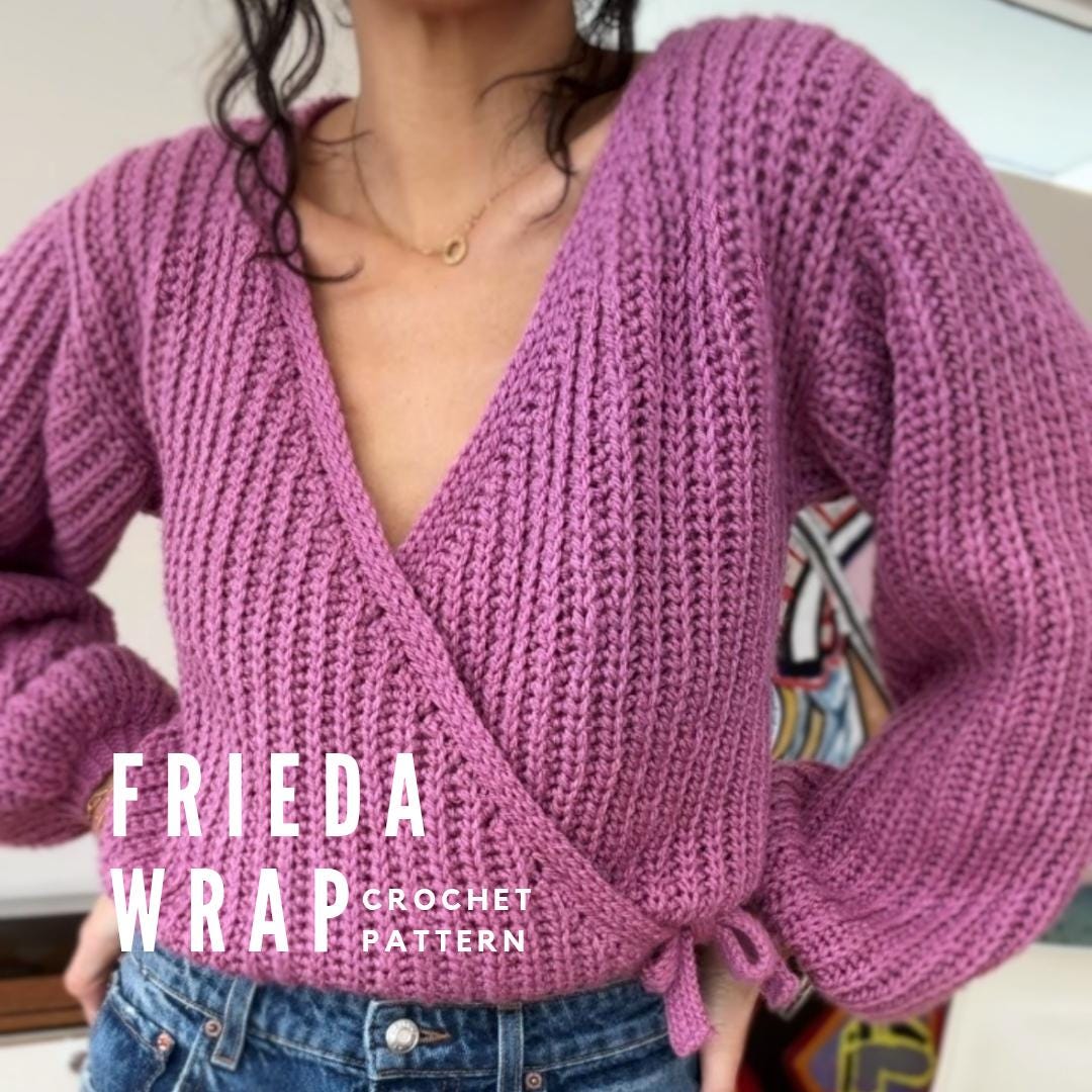 Crochet Pattern, Frieda Wrap Cardigan, Instant PDF Download, English, Wood  Yarn, Crochet Cardigan