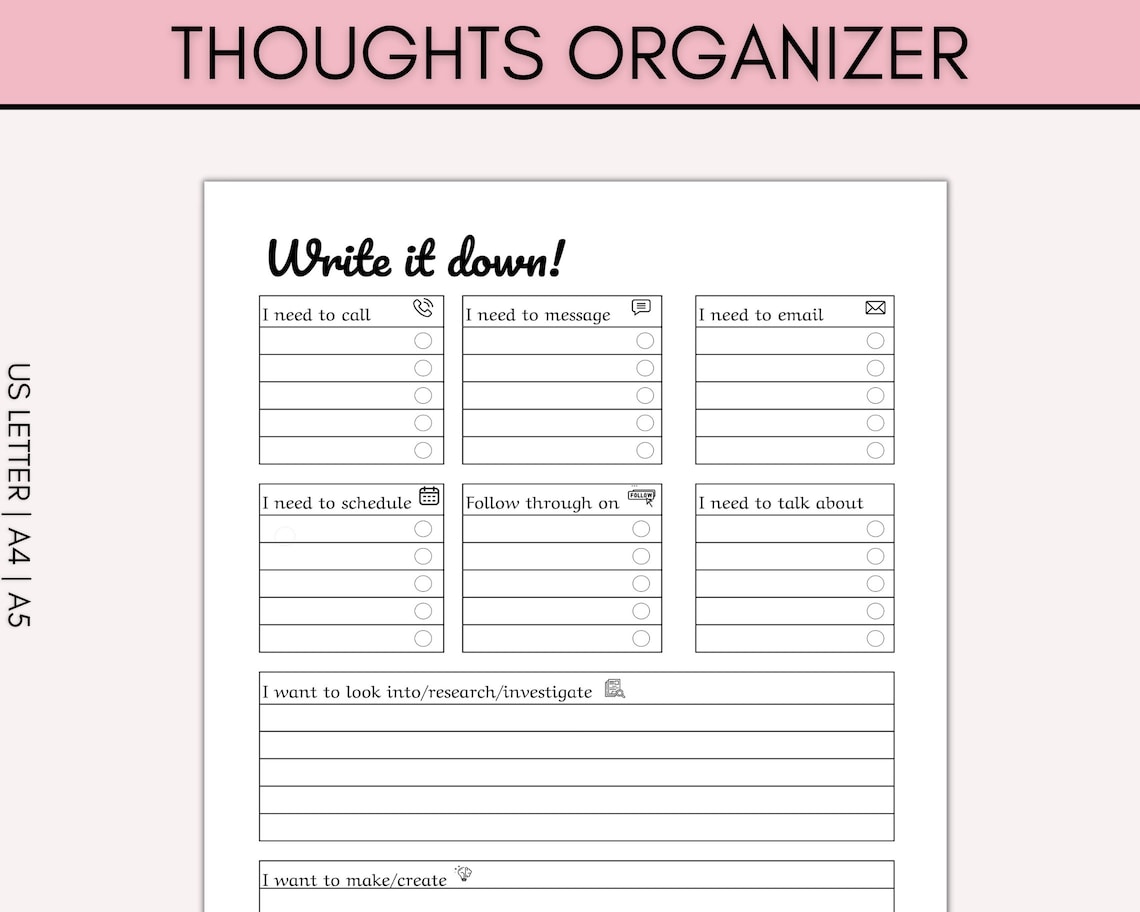 Minimalist Brain Dump Printable Printable Task List ADHD Etsy