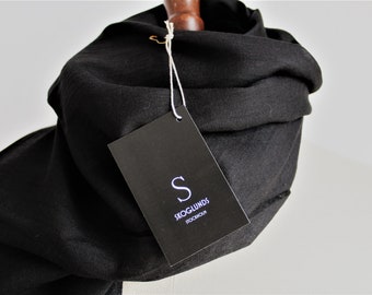 Fijnste zwarte wollen sjaal Premium kwaliteit wollen sjaal Warme winteraccessoires Zachte wollen omslagdoeken Echte wollen sjaal Perfect cadeau voor dames of heren