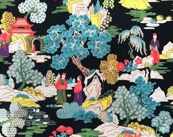 Japanese Temple Garden Patterned,Vintage Print fabric,Indoor fabric,Upholstery Fabric,Sofa Fabric,Curtain,Pillow case,Fabric by the meters
