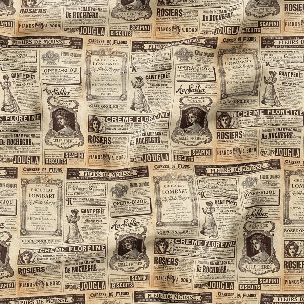 Vieux siècle à motifs de journaux,Rétro,filles vintage,Tissu imprimé,Tissu d’intérieur moderne,Rembourrage,Rideau,Taie d’oreiller,Tissu par les mètres