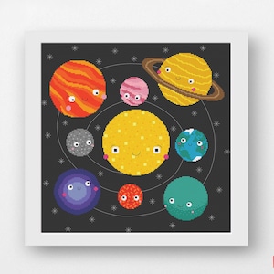 Solar System Cross Stitch Pattern, Planets Cross Stitch, Universe Galaxy Cross Stitch Pattern PDF, Digital Download Pattern, Milky Way Stars