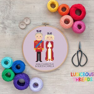 King Charles Cross Stitch and Queen Camilla Cross Stitch Pattern, Royal Family XStitch, King Charles III, Her Royal Highness PDF Pattern
