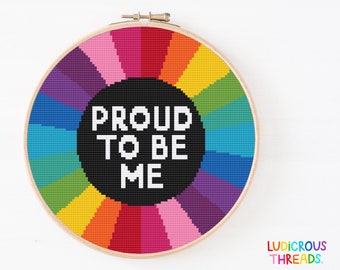 LGBTQ+ Cross Stitch Pattern, Rainbow Cross Stitch, Cross Stitch Pattern PDF, Digital Download Pattern, Proud to be Me, Gay Lesbian Pattern