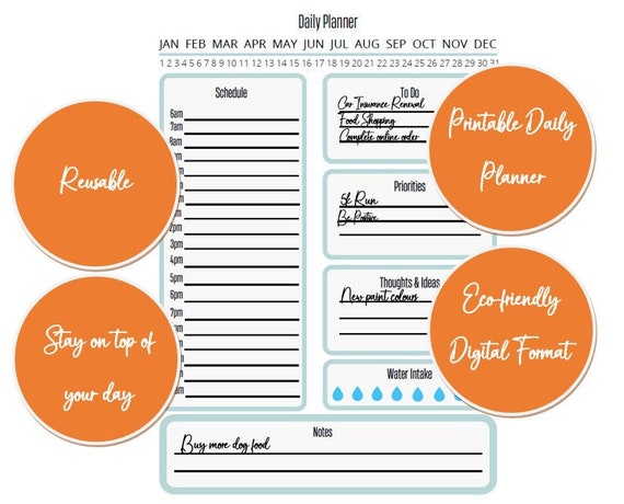 Daily Planner Printable PDF Format to Do List Digital Print - Etsy