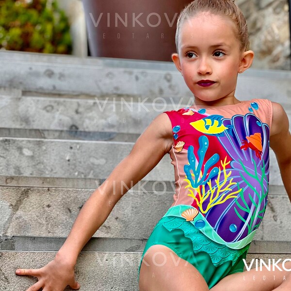 Gimnasia rítmica leotarda, maillot gimnasia artistica, patinaje artístico, gimnasia acrobática, disfraz infantil body - Ariel