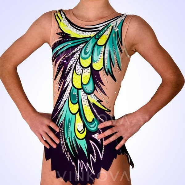 MERLIN - Leotard for artistic gymnastics, figure skating, acrobatic gymnastics, rhythmic gymnastics leotard, 100% lycra