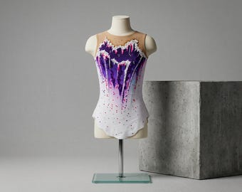 Rhythmic Gymnastics Leotard HEAVEN | White Purple Pink Skirt | Girls Competition Leotard