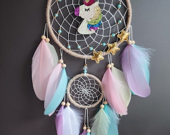 Einhorn Kinderzimmer Wandbehang, Traumfänger Traumfänger, Geschenk für Baby Mädchen