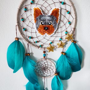 Acchiappasogni personalizzato con cane Yorkshire Terrier, decorazione murale con cane Yorkie, acchiappasogni fatto a mano per bambini