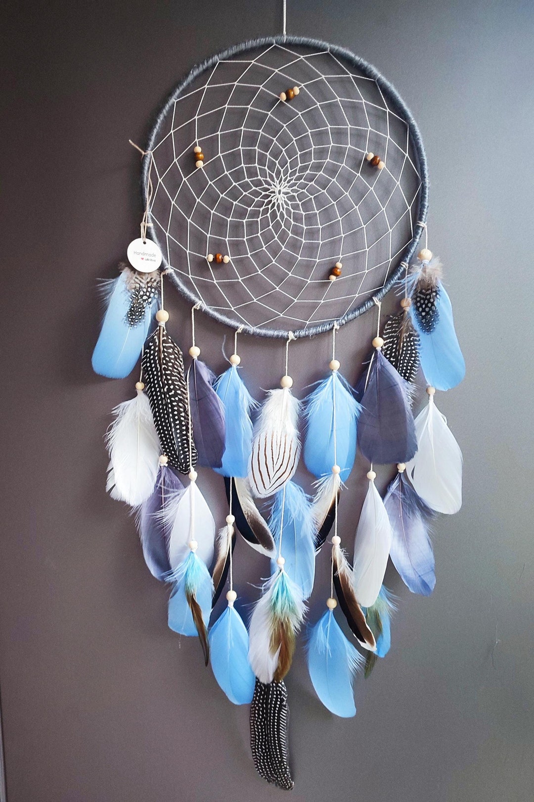 Large Sky Blue Dream Catcher Native, Dreamcatcher Handmade Gift for ...