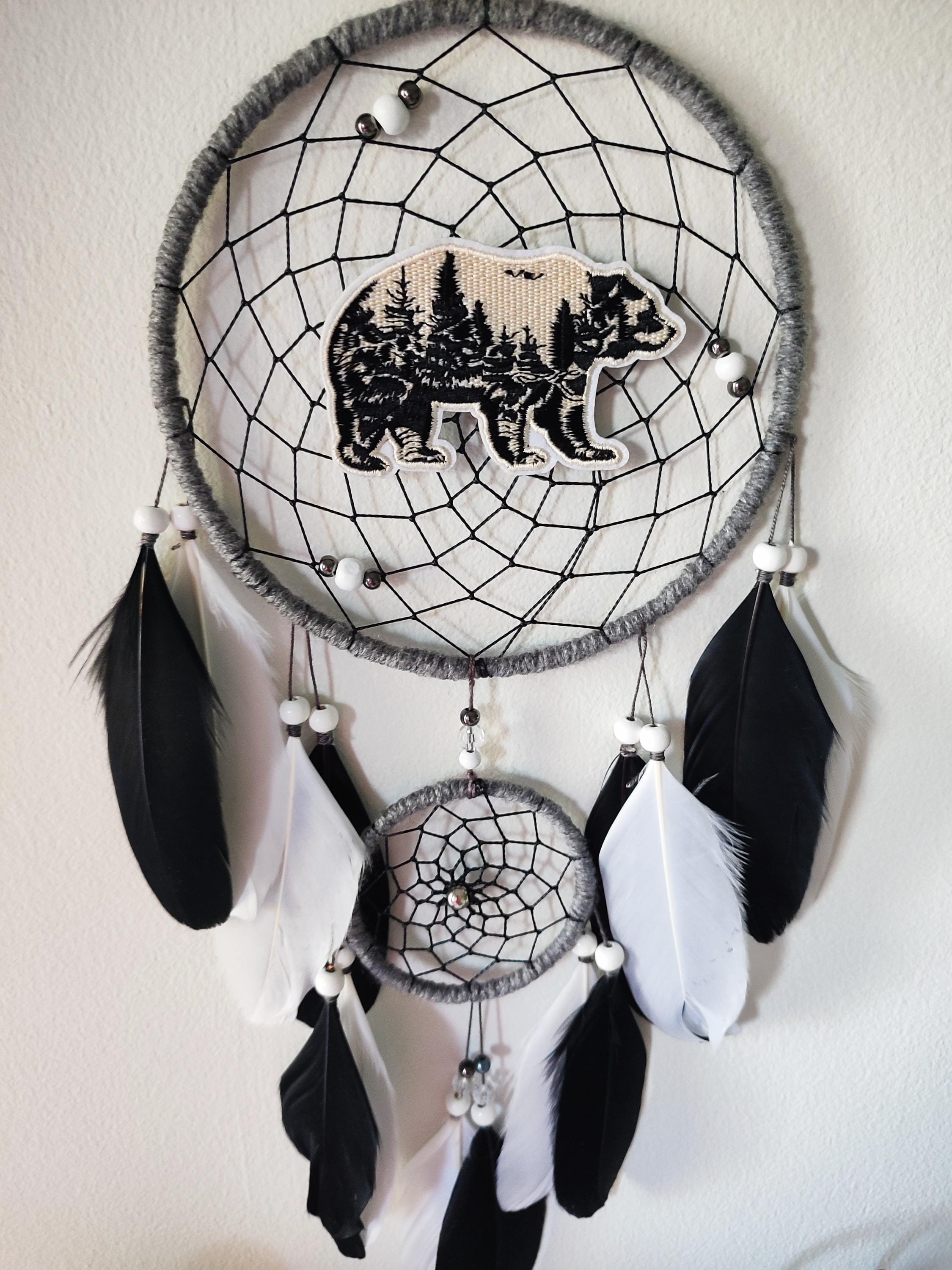 Forest Bear Dream Catcher Black White Dreamcatcher for Kids