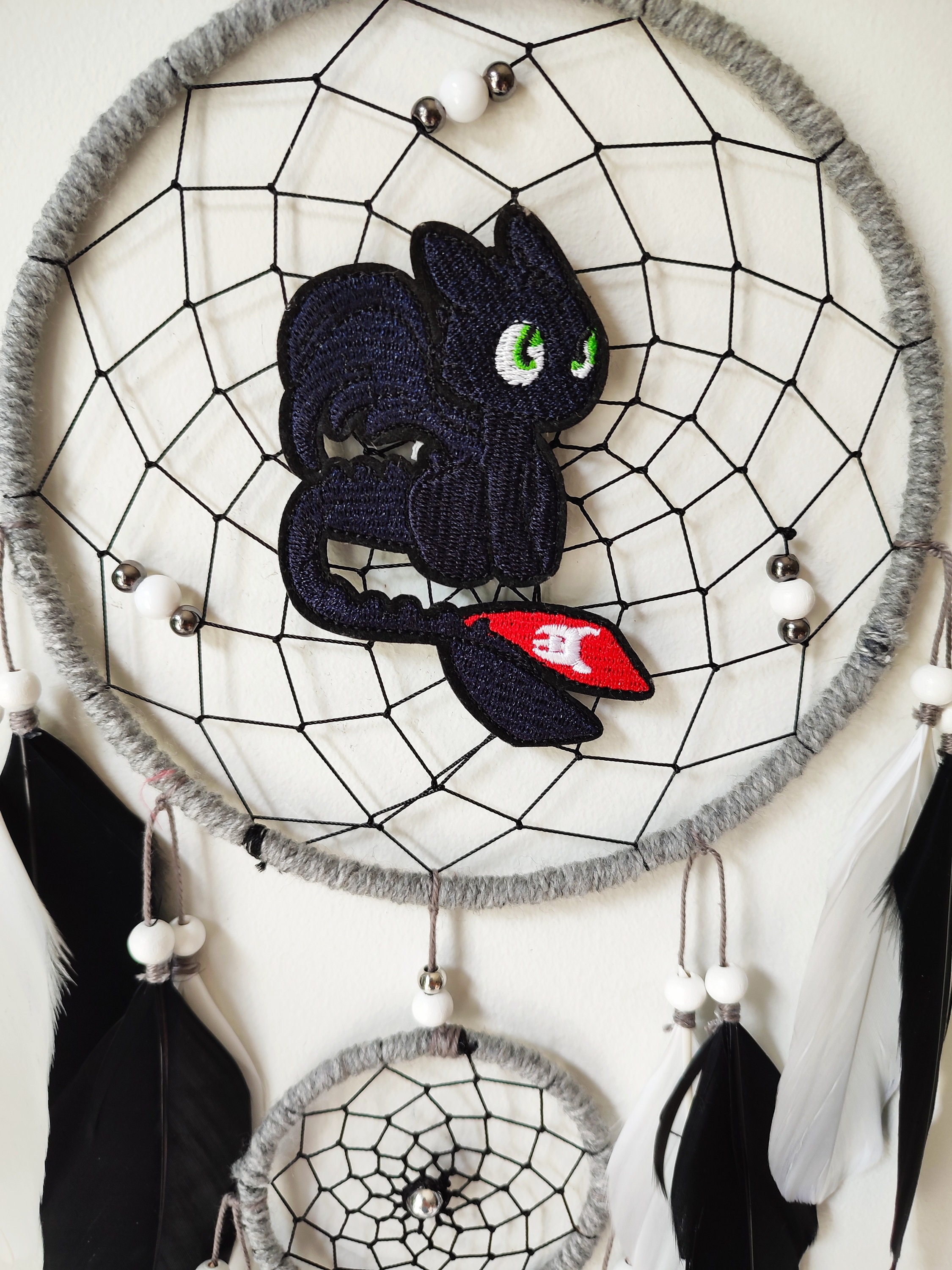 Toothless Dragon Dream Catcher Wall Hanging, Black Dreamcatcher Kids ...