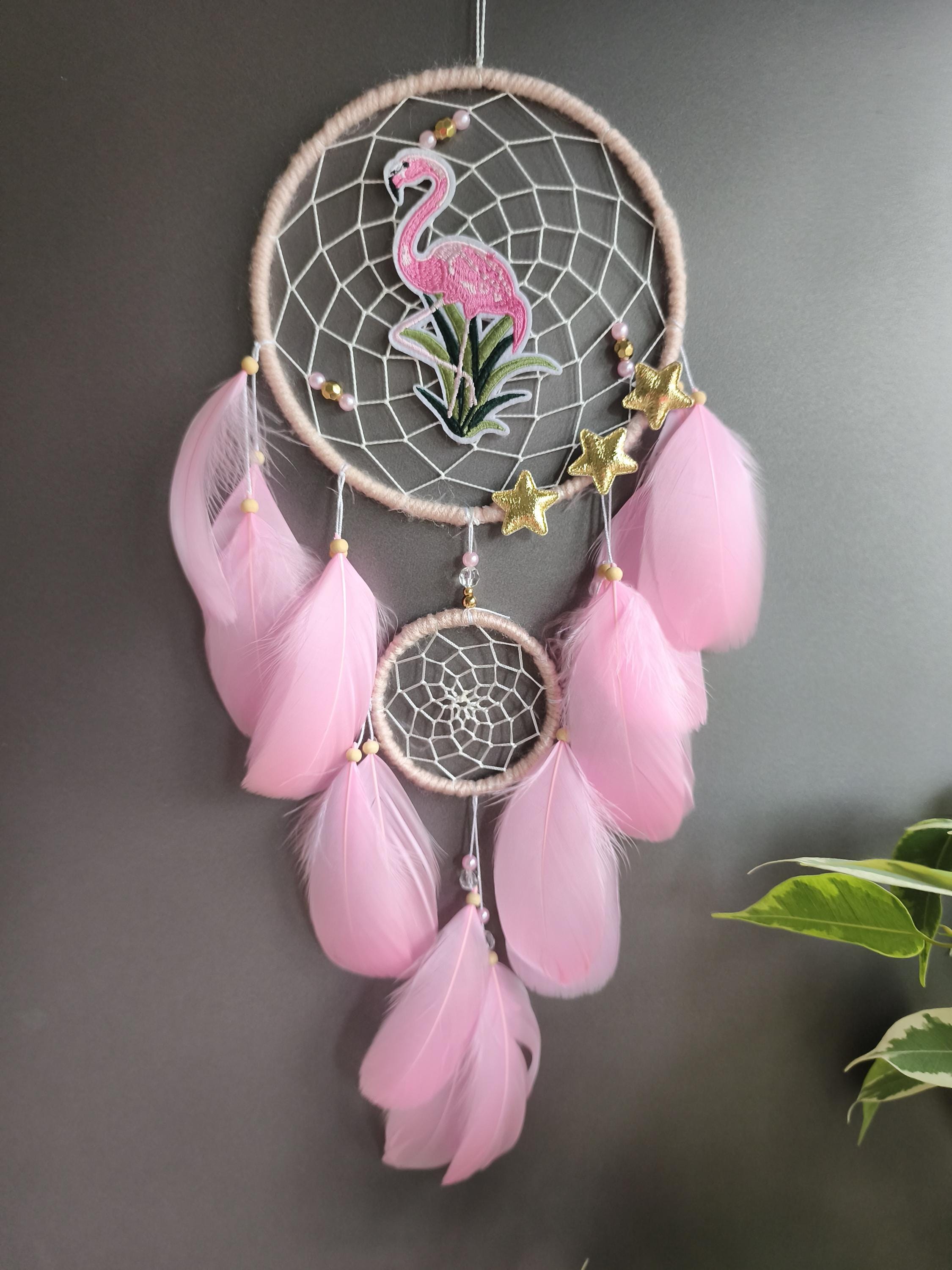 Gold Pink Dream Catcher Baby Girls Flamingo Nursery, Boho Bedroom