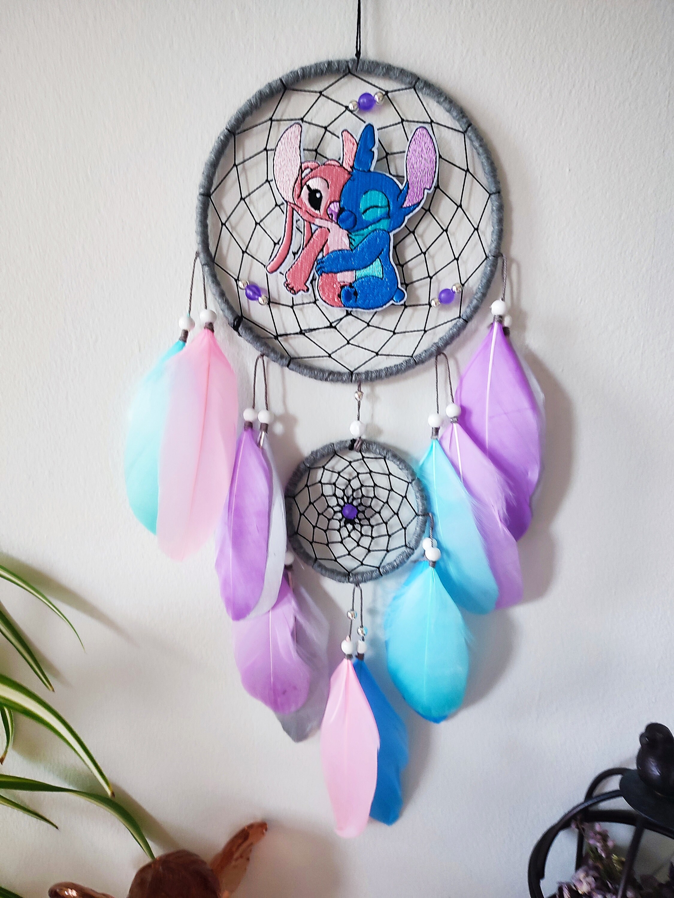 Stitch Dream Catcher Funky Room Decor, Stitch Gifts Dreamcatcher Purple