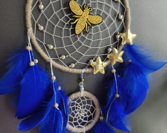 Gold Bumble Bee Dreamcatcher Boho Cottagecore Bedroom, Bee themed gifts, room decor aesthetic