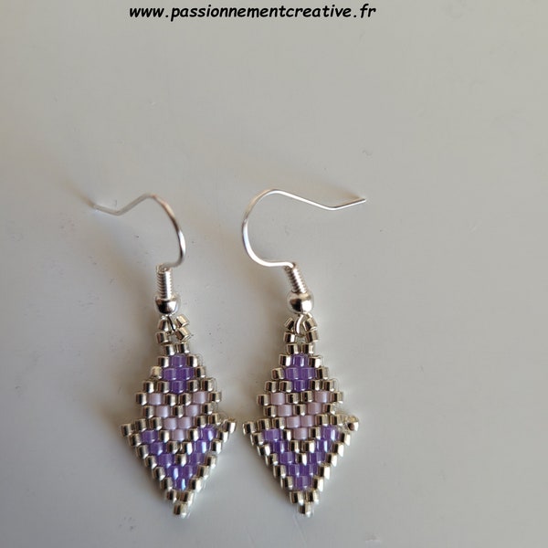 Boucles D'Oreilles Pendantes En Perles Miyuki & Perles Nacrées Blanc De Blanc - Clous Plaqué Argent