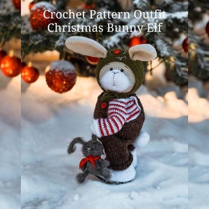 Schema all'uncinetto per coniglio elfo di Natale, amigurumi