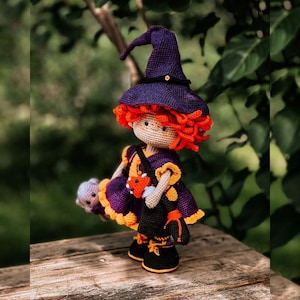 Crochet pattern of a witch in clothes