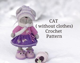 Crochet pattern cat amigurumi tilda