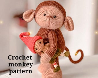 Patrón de mono de crochet. Mono amigurumi.