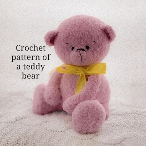 Crochet pattern of a pink teddy bear