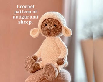 Crochet pattern of amigurumi sheep.