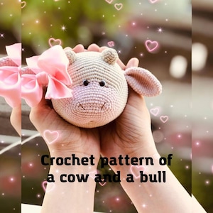 Crochet pattern of a cow and a bull, amigurumi pattern