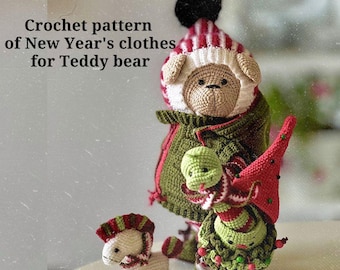 Crochet pattern of New Year's clothes for Teddy bear