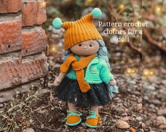 Crochet pattern of clothes for a doll amigurumi
