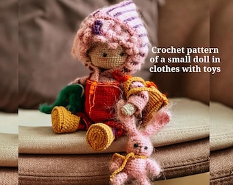 Crochet pattern of amigurumi doll in clothes